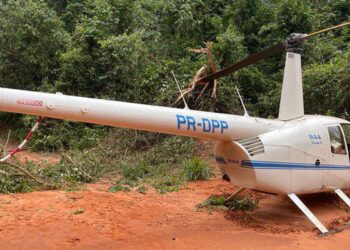 PF apreende helicóptero com cerca de 200 quilos de cocaína