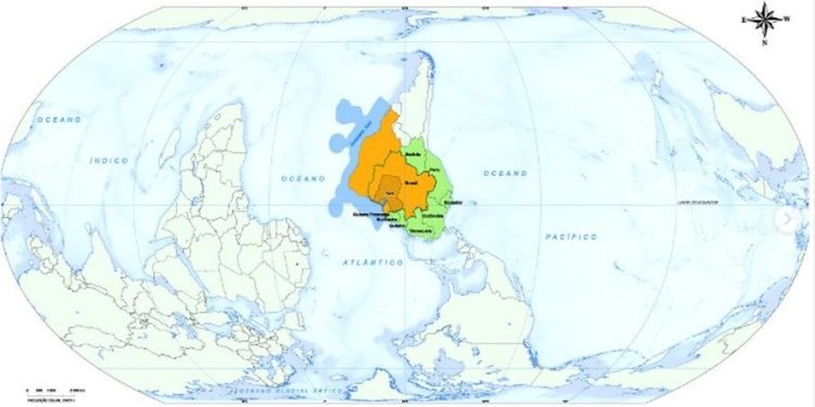 COP30: IBGE inverte mapa e coloca Pará no centro do mundo